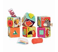 B. Toys - ABC Block Party Baby Blocks - Soft Fabric Building Blocks for Toddlers - Educational Alphabet Blocks with 6 Textured Toy Blocks & 5 Shapes - Grab & Stack Blocks BX1661Z