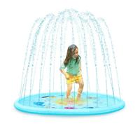 B. toys Splash Pad, Splish 'n' Splash Mat, 70-Inch Water Sprinkler, Summer | Large tropical outdoor water splash mat with sprinklers that spray over 4 feet high; 3/8-inch hose adapter included; 1+ Years