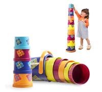 B. toys - Stacking Buckets - 10 Pieces - Sort & Stack Colorful Nesting Cups - Bath & Backyard - Stackable Learning Toy - Toddler, Kids - Bazillion Buckets - 18+ Months
