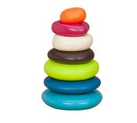 B. Toys - Stacking Rings - Textured Ring Stacker for Babies - Early Development Toys - 100% Non - Toxic - Fun & Educational - Great for Dexterity & Cognitive Skills