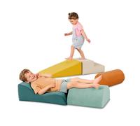 B. toys - Stair + Ramp Foam (5Pc) - Sensory Foam Shapes - 5 Pieces Foam Building Set - Removable & Machine-Washable Covers - 12+ Months - Wonder Shapes