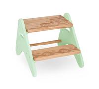 B. spaces - Peek-A-Boost - Wooden Step Stool - Two-Step Toddler Stool (Mint & Natural Wood)