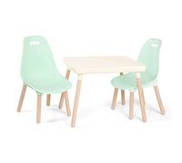 B. toys - Table and Chair Set - Furniture For Toddlers - 1 Craft Table & 2 Chairs - Natural Wooden Legs - Mint - 3+ Years