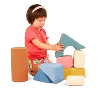 B. toys - Sensory Foam Building Blocks for Kids - 8- Pieces Textured Stacking Toys for Babies 6- 12 Months - Soft Geometric Shapes with Tactile Fabric Cover - Foam Blocks for Toddlers