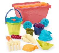 B. toys - Wavy-Wagon - Travel Beach Buggy (Red) with 11 Funky Sand Toys - Phthalates and BPA Free - 18 m+