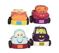 B. toys - Wheeee - ls Soft Pull - Back Cars - Set of 4 Baby & Toddler Vehicles - Fun & Colorful Animal Designs - Early Development Toy - 12+ Months