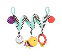 B. toys - Wiggle Wrap for Car Seat, Stroller, Crib - Spiral with 3 Hanging Toys - Rattle, Plush Bee & Teether - Wrap Around Infant - 0+ Months