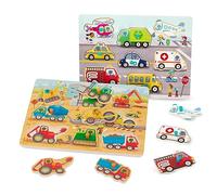 B. toys Wooden Peg Puzzles, P xplore Construction Vehicles 2-Pack