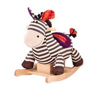 B. toys Wooden Rocking Zebra, Kazoo Plush Ride-On Rocking Horse, Soft Toys | Rodeo Rockers plush zebra with comfy seat, natural hardwood handles and rockers, clippity-clop sound, Soft Toys, 18+ Months