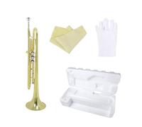 B♭ Trumpet for Beginners & Professionals | Brass 3-Valve Design with Foam Case | Anti-Tarnish Finish & Rich Tone Compatible with Yamaha/Bach(Golden)