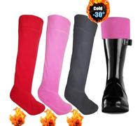 B.U.L 2 Pairs Womens Fleece Wellie Socks Adult Ladies Welly Wellington Boot Thermal Liners Warm Outdoor Sock One Size 4-7