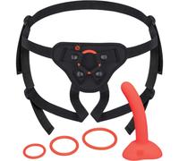 b-Vibe Beginners Strap-On Harness Set With 5 Inch Silicone Dildo Peg Red
