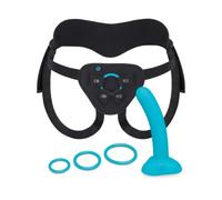 b-Vibe Every Body Strap-On Harness Set - 6” Silicone Dildo, Adjustable Fit, Suction Base, Optional Vibration, All-Gender Pegging Play