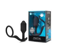 B-Vibe Black Snug And Tug Silicone Anal Butt Plug & Cock Ring Stretchy Delay