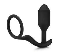 B-Vibe Black Snug And Tug Silicone Anal Butt Plug & Cock Ring Stretchy Delay