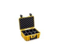 B&W Outdoor Transport Case - Type 3000 with Padded Divider - Yellow - Waterproof according to IP67 Certification, Dustproof, Virtually Indestructible