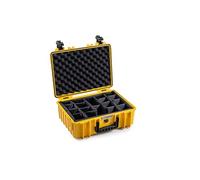 B&W Outdoor Transport Case - Type 5000 with Padded Divider - Yellow - Waterproof according to IP67 Certification, Dustproof, Virtually Indestructible
