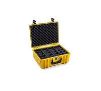 B&W Outdoor Transport Case - Type 6000 with Padded Divider - Yellow - Waterproof according to IP67 Certification, Dustproof, Virtually Indestructible