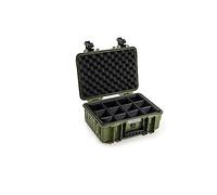 B&W Outdoor Transport Case with Variable Compartments - Waterproof according to IP67 Certification, Dustproof, Shatterproof and Indestructible, Bronze Green, Typ 1000 - Innenmaß 25x17x9cm, Compartment