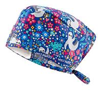 B-well Adelina Scrub Cap & Surgical Cap for Nurses, Doctors, Dentists, Pharmacists, Vets, Medical Staff, Sloths, One Size Fits All