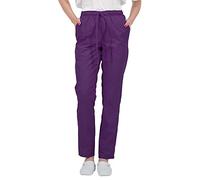 B-well ALESSI Medical Slip-On Work Trousers Multi Pockets Unisex with Elastic Waistband and Back Pockets Hospital Uniform Trousers with Medium Waist and Elasticated Waistband, Blueberry, S
