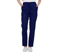 B-well ALESSI Medical Slip-On Work Trousers Multi Pockets Unisex with Elastic Waistband and Back Pockets Hospital Uniform Trousers with Medium Waist and Elasticated Waistband, Blue, XXL