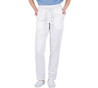 B-well ALESSI Medical Slip-On Work Trousers Multi Pockets Unisex with Elastic Waistband and Back Pockets Hospital Uniform Trousers with Medium Waist and Elasticated Waistband, White, S