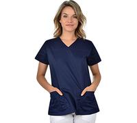 B-well Andrea Work Wear Women's Tunic Slip On Tunic Short Sleeve V-Neck for Nurse, Dentist, Doctors, Maids, Students, Veterinarians - Blue - 16
