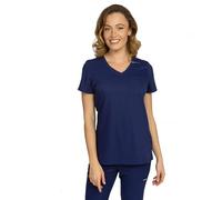 B-well Aurelia Scrub Top for Women - Antibacterial, Odour-Resistant, Non-Iron Medical Clothing - Care Tunic with V-Neck, Pocket & Loop Blue XXL