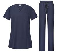 B-well Bella Women's Tunic & Trousers Set - Medical Uniform with Slip-On Jacket, Elastane, Gray, L