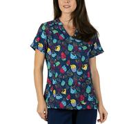 B-well Isabella Print Scrub Top with Spandex Medical Uniforms & Scrubs with Short Sleeve and V-Neck, Cupcakes, L