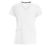 B-well Julia Women's Scrub Top Medical Uniform for Women with Short Sleeves, 3 Pockets, V-Neck Anti-Wrinkle with Spandex, White, XL