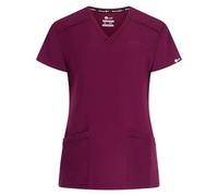 B-well Julia Women's Scrub Top Medical Uniform for Women with Short Sleeves, 3 Pockets, V-Neck Anti-Wrinkle with Spandex, Wine Red, XL