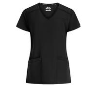 B-well Julia Women's Scrub Top Medical Uniform for Women with Short Sleeves, 3 Pockets, V-Neck Anti-Wrinkle with Spandex, Black, L