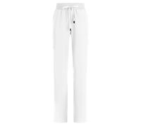 B-well Mauri Scrub Trousers Half Jogger Scrub Bottoms with 7 Pockets and Elastic Waist, Hospital Uniform Trousers with Spandex, White, M