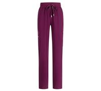 B-well Mauri Scrub Trousers Half Jogger Scrub Bottoms with 7 Pockets and Elastic Waist, Hospital Uniform Trousers with Spandex, Wine Red, S