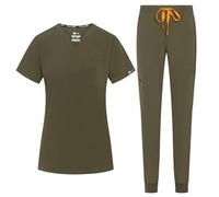 B-well NAOMI Women's Scrub Set Slip-On Tunic + Slip-On Trousers Set Medical Doctor Uniform Slip Jacket Top with Trousers Medical Work Wear with Spandex, olive, XL