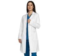 B-well Valeria Women's Doctor's Coat White - Medical Lab Coat with Lapel Collar, Long Sleeve, 3 Pockets, Concealed Press Stud Placket - Care & Clinic Work Wear, White, XXL
