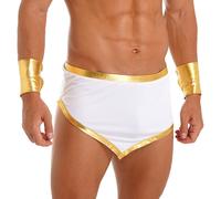 (B White, XXL) Ancient Gr od Gladiator Costume Mens One Shoulder Strap Gladiator Skirt Halloween Theme Party Toga Mythology Cosplay Suit_ggod