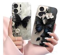 B-wishy 2 Pack Pretty Elegant Butterfly Glitter Case for Blu View 5/B160V Slim Soft TPU Luxury Protective Shockproof Phone Case for Adults Women Girls for Blu View 5 (Black)