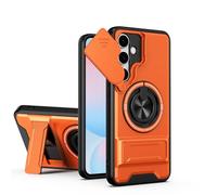 B-wishy Rugged Magnetic Car Mount Case for Samsung Galaxy S24 Fe,[Compatible with MagSafe] [ PC+TPU 2-in-1] [Drop Protection] with Rotatable Kickstand & Camera Protection Phone case (Orange, S24 FE)