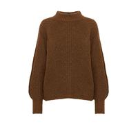 b.young BYOksana Women's Knitted Jumper, Chunky Knit Pullover with Stand-Up Collar, Ribbed Hem, Loose Fit, Bison Melange (1810271), M