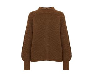 b.young BYOksana Women's Knitted Jumper, Chunky Knit Pullover with Stand-Up Collar, Ribbed Hem, Loose Fit, Bison Melange (1810271), M
