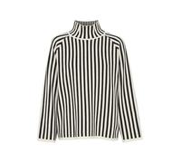 b.young BYOtari Women's Knitted Jumper Chunky Knit Pullover with High Collar Striped Slightly Elastic Regular Fit, Black Mix (200453), L