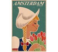 B005 Amsterdam Holland Vintage Travel Poster Fridge Magnet, Retro Design