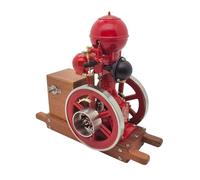B01 Hit and Miss Gasoline Engine Model RETROL & OKMO Ball Top Internal Combustion Engine with Ignition System and Wooden Display Stand, Vintage Industrial Decor