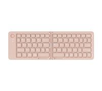 B023 Foldable Bluetooth Keyboard Portable Dual-Fold for Laptops and Mobile Phones Can be Connected to Up 3 Devices Simultaneously Compatible with Android Windows iOS Systems Includes Phone Stand