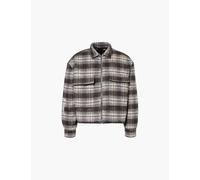 B1 Archive Mens Plaid Brown Quilted Flap Pocket Wool-blend Shirt S