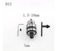B12 Drill Chuck with T and L Spanners, Clamping Range 1 5 10mm, 4 Pcs Set for CNC Machines and Wood Working (Chuck Shaft 5mm)