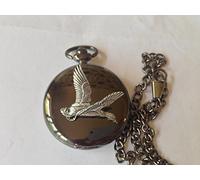 B12 Rising Mallard polished black case mens GIFT quartz pocket watch fob made in sheffield